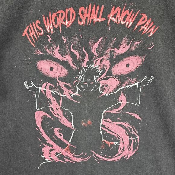 Naruto Pain Distressed Shirt Mens Large Black This World Shall Know Anime Manga - Picture 3 of 11